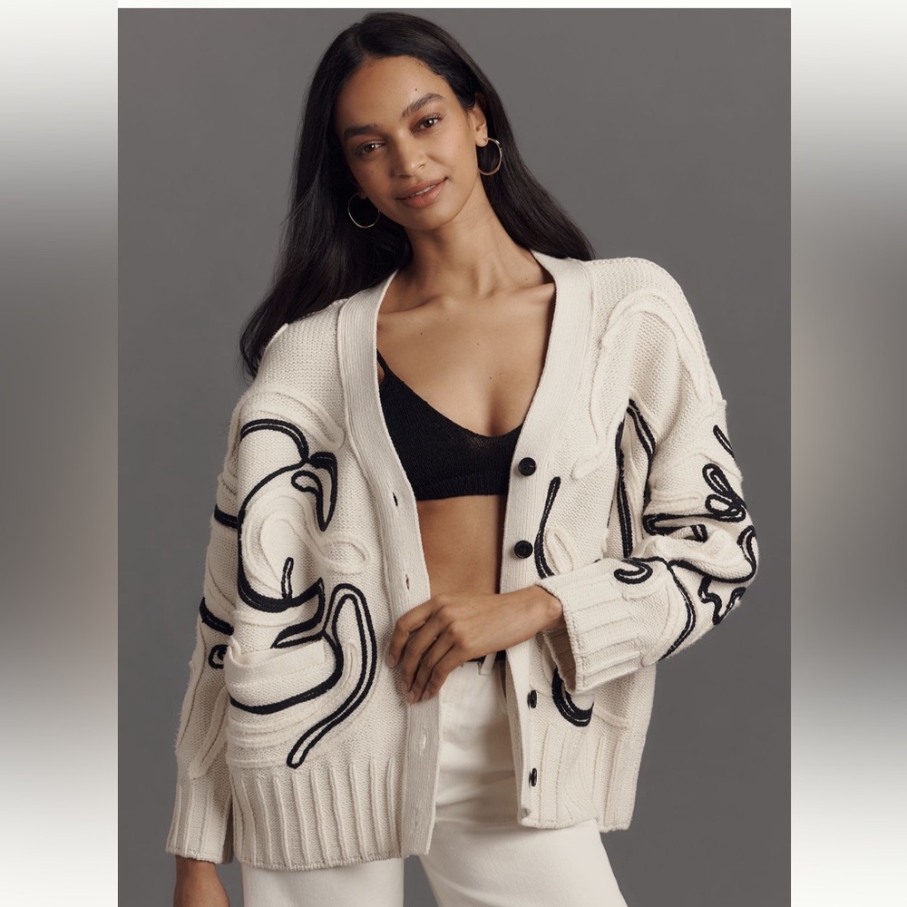 XSP Pilcro Oversized Embroidered Cardigan NWOT Anthropologie